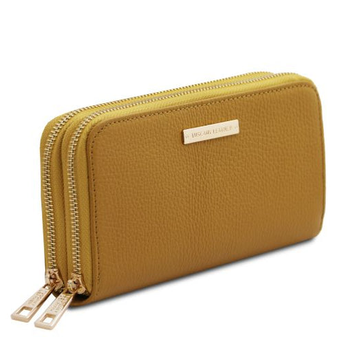 Mira - Double zip around leather wallet